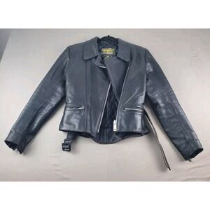 Lewis Leather Womens Jacket 36 Black Genuine Hide Zip Motorcycle Biker England